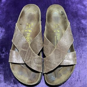 Snake print rose gold Birkenstock Papillio 38